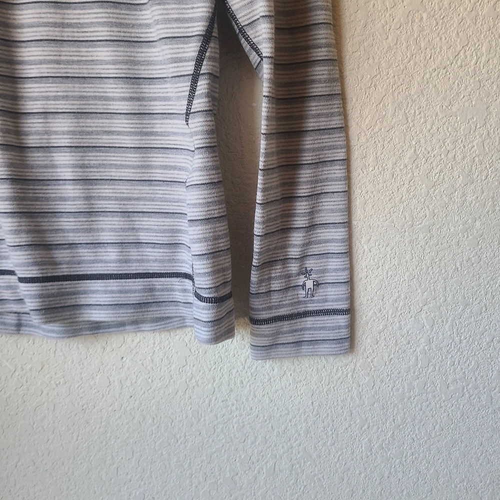 Smartwool Striped Gray Quarter-Zip Pullover Women's Size M - Picture 3 of 8